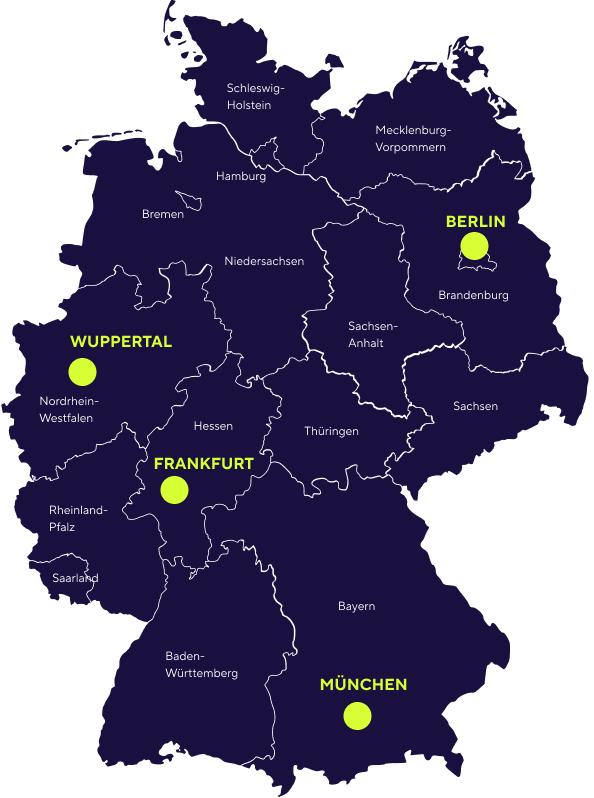 Karte mit Allane Rückgabe Standorten in Deutschland